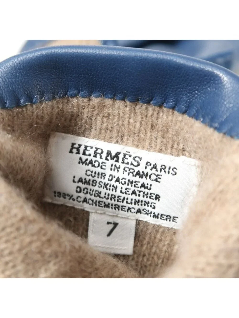 Hermes Gloves 7 Logo Lambskin All Cashmere